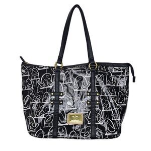 Sam‎ & Hadley Large Shoulder Bag Black & White Birds Vegan Leather Love Birds